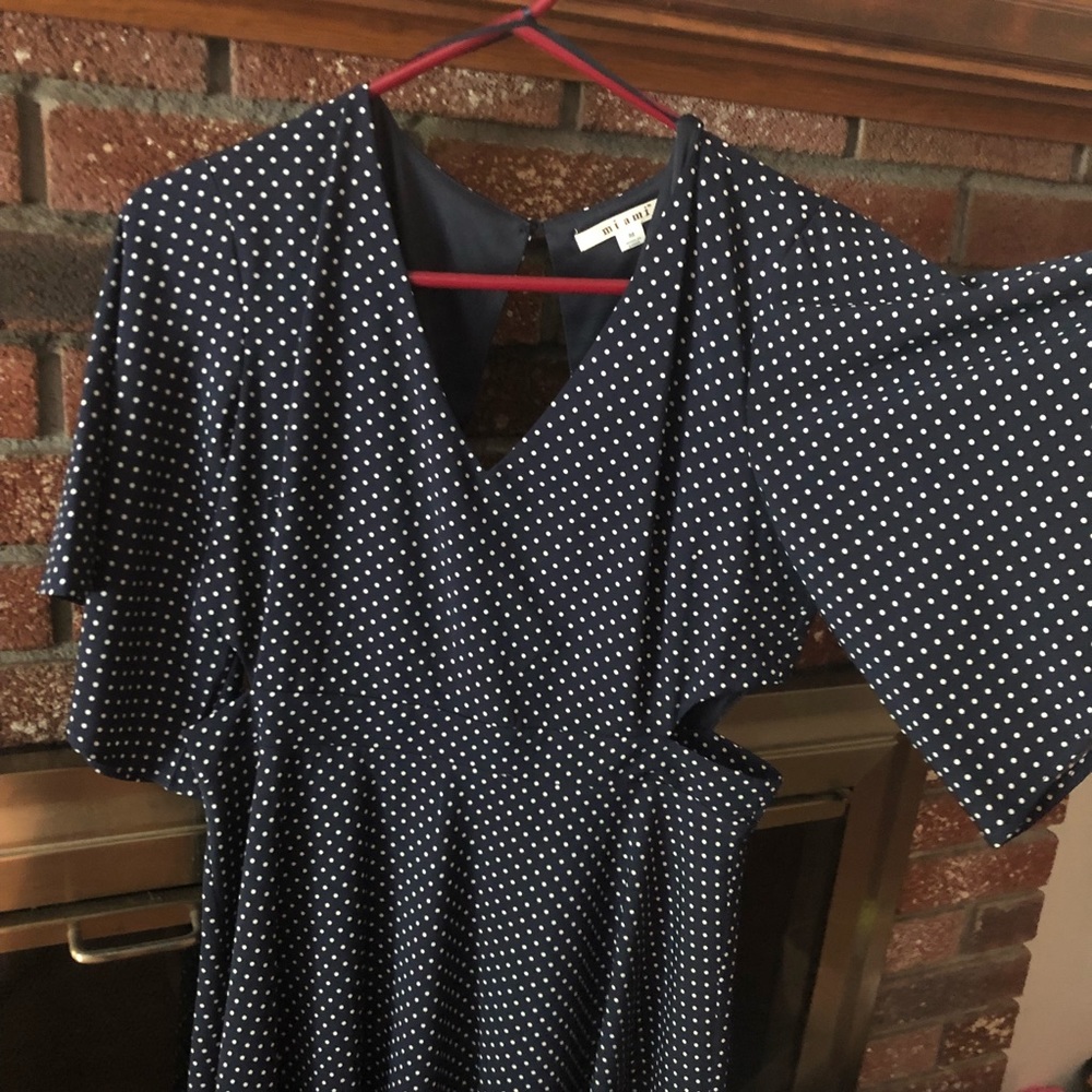 Navy Blue polka dot dress Francesca’s